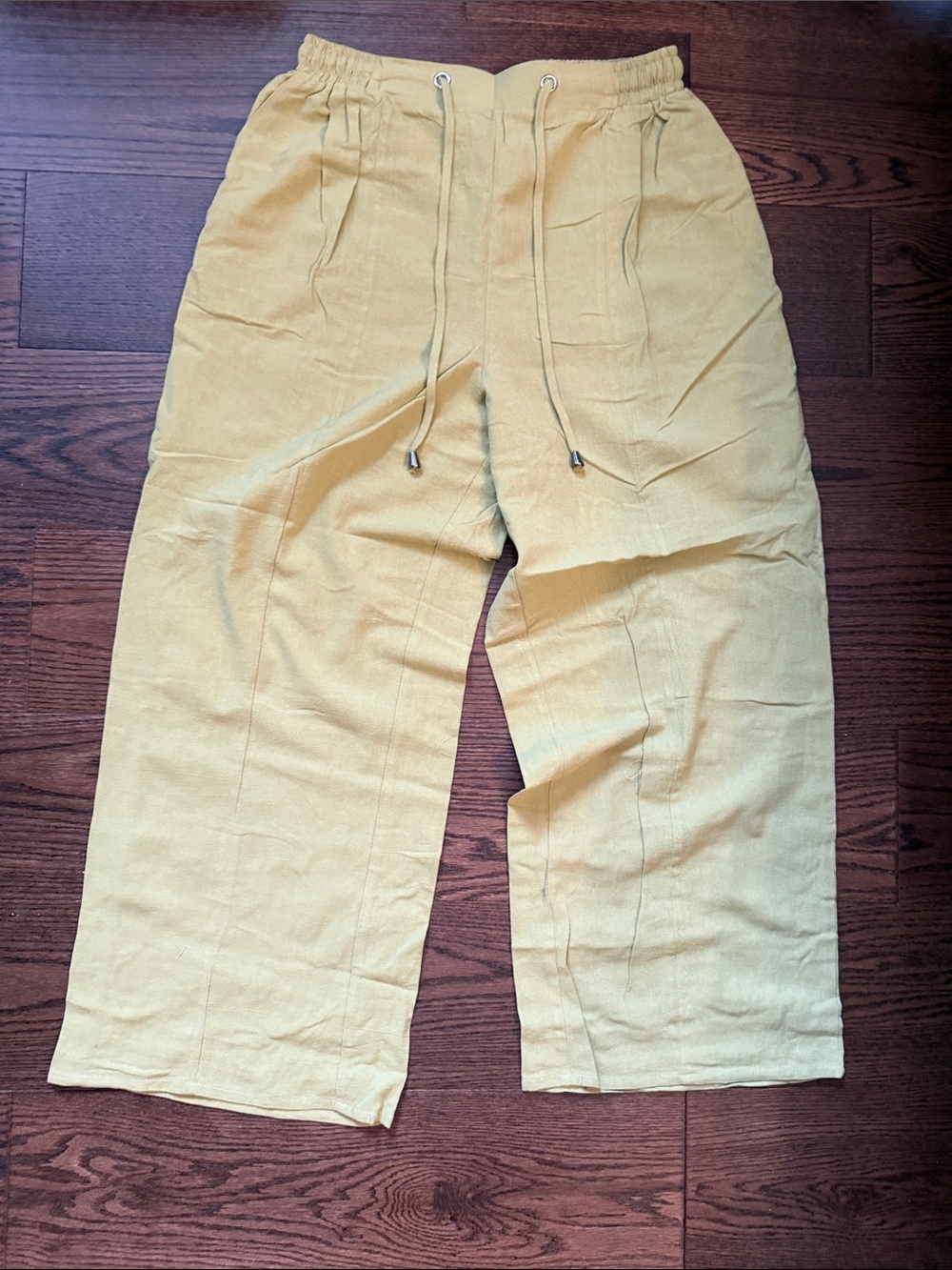 Women’s Casual Drawstring Wide Leg Linen Pants